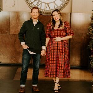 Red Dress Boutique Plaid Red Midi Dress with Puff Sleeves